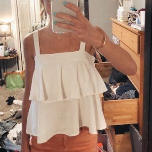 Abound White ruffle tank